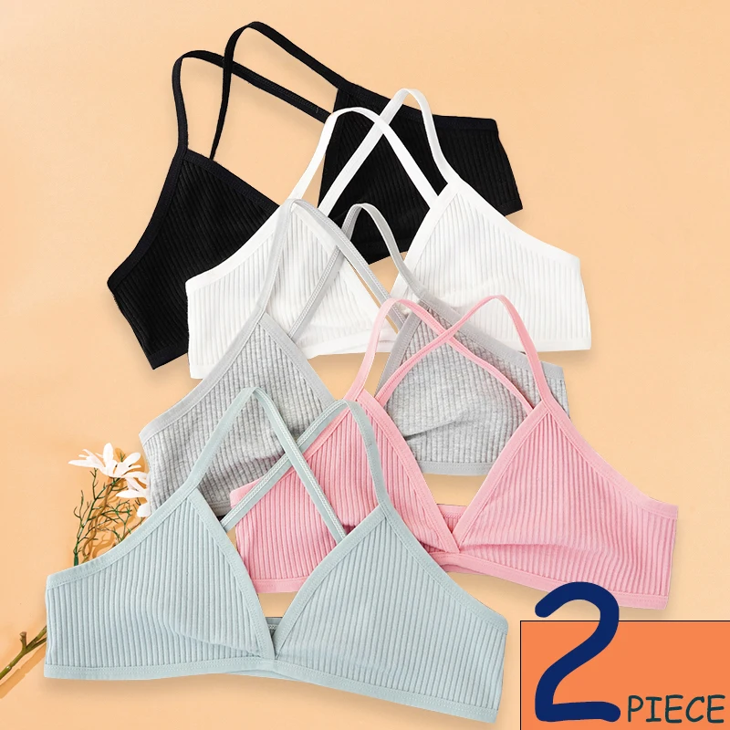 

2 PCS Comfort Cotton Bra for Women French Style Bralette Sexy Push Up Bra Ultra-thin Sleep Tops Cross Straps Wire Free Lingerie