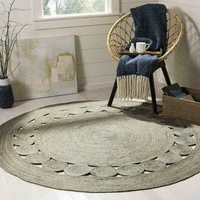 rug 100 natural jute reversible handmade gray carpet modern home living room area rag rug