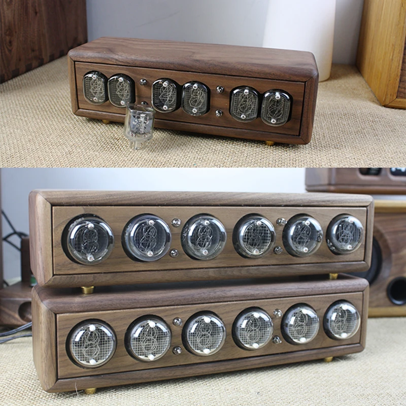 Роскошные деревянные часы Nixie Tube цифровые настольные светлый будильник сделай