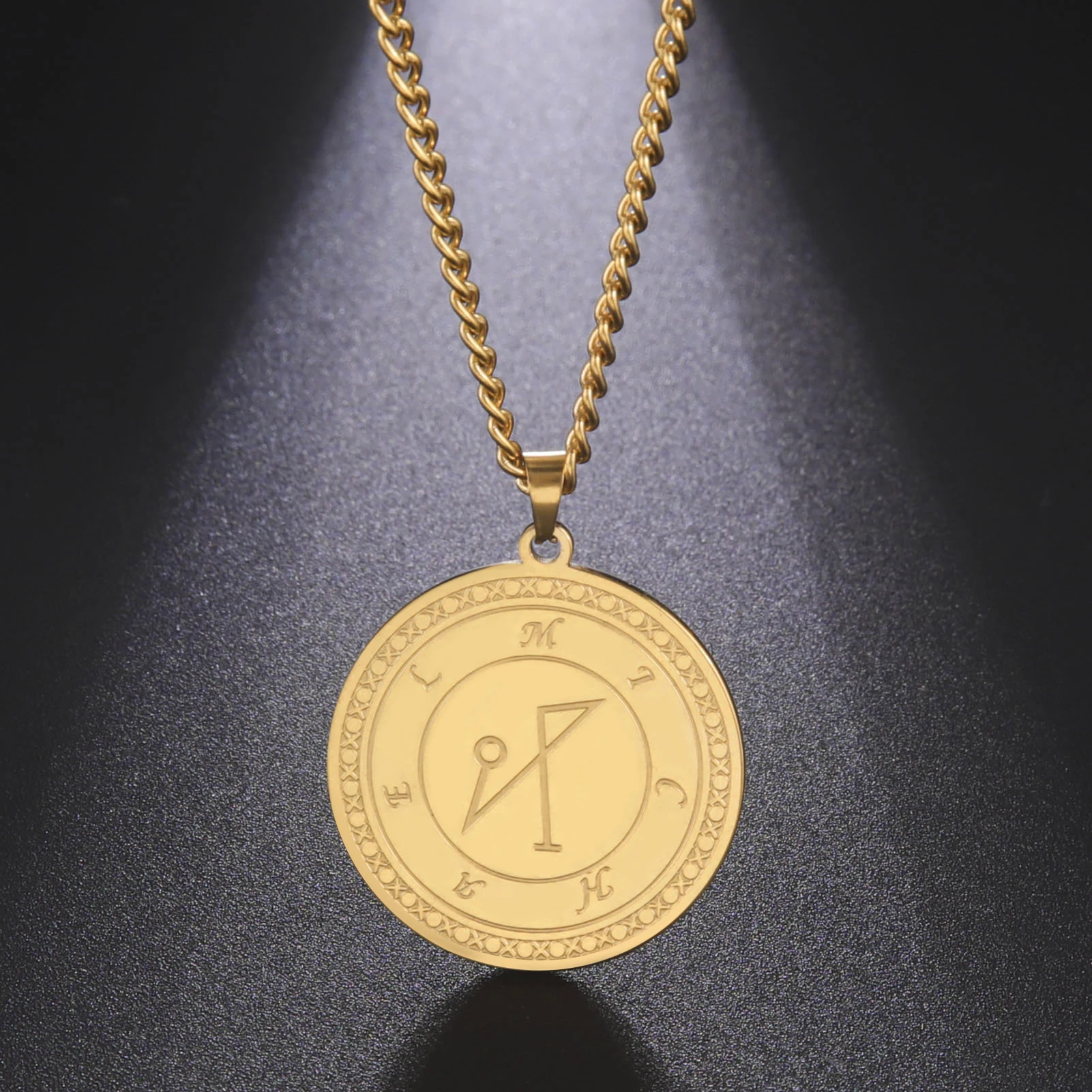 LIKGREAT Seal of Archangel Michael Amulet Necklace Religious Stainless Steel Occult Gift Protective Talisman Jewelry