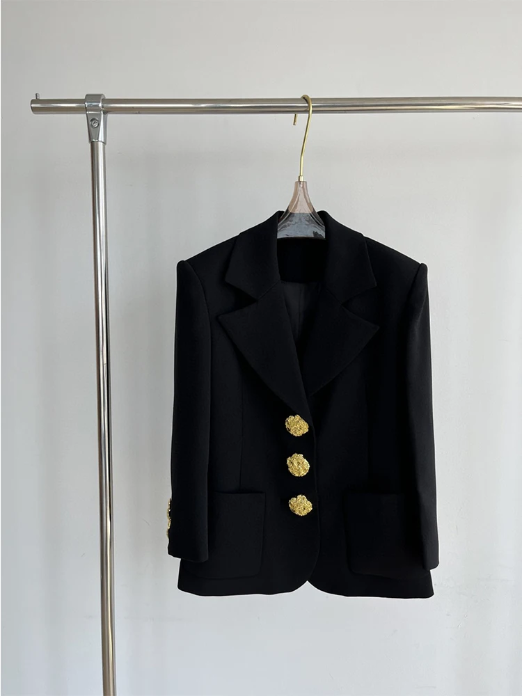 HIGH STREET Newest Fashion 2022 Designer Jacket Women's Dimensional Embossed Flower Button Blazer