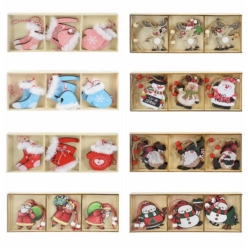

Christmas Wooden Pendant Navidad 2023 New Year Gift Christmas Tree Gnome Santa Snowman Hanging Decoration Xmas Home Noel Decor 7