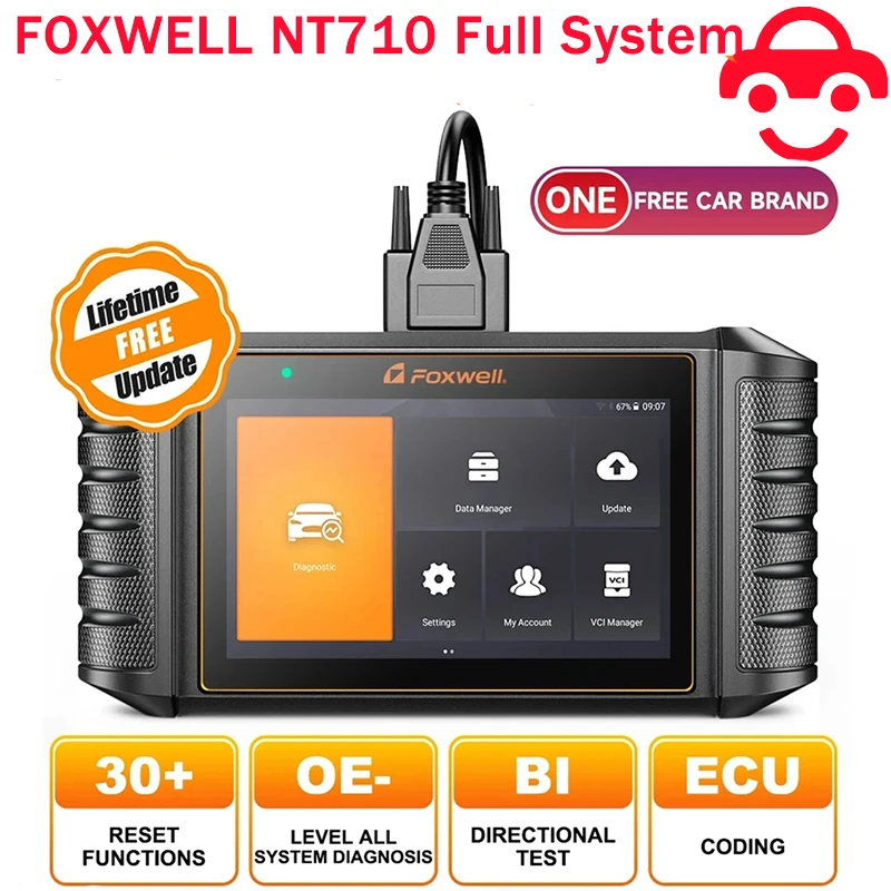 Автомобильный сканер Foxwell NT710 OBD2 считыватель кодов IMMO A/F 30 + сброс двунаправленных