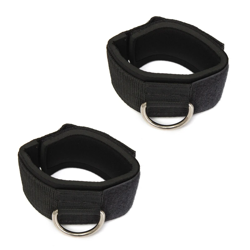

2X Ankle Strap D-Ring Multi Gym Cable Attachment Thigh Leg Pulley Weight Lifting Black
