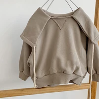new korean children sweatershirt girls sweet hoodies winter 2022 new big lapel drawstring solid girl pullover