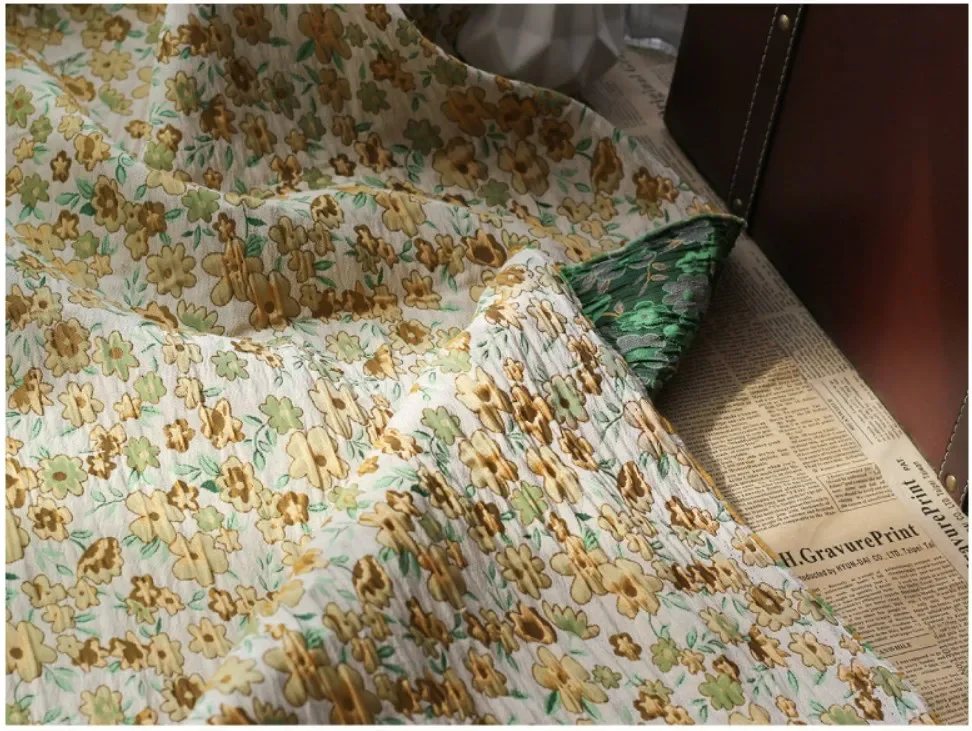 45 см x 145 морщинистая текстура маленькая жаккардовая ткань с цветочным принтом