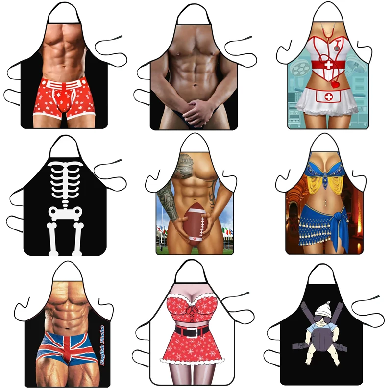 

Новинка, Мужской фартук для готовки в виде мышц, фартук для Маскарадного платья, подарок для любимых, милый фартук для шеф-повара