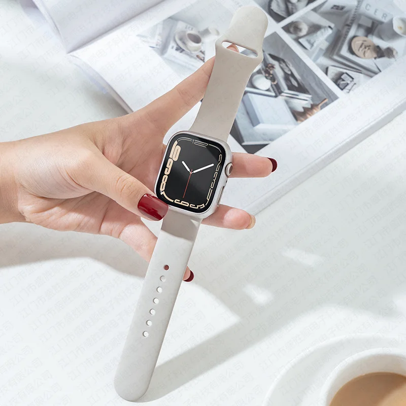 Case + Leather Link For Apple watch strap 41/45mm 44/40mm band original Magnetic Loop bracelet iWatch seires 7 6 SE 5 4 3 |