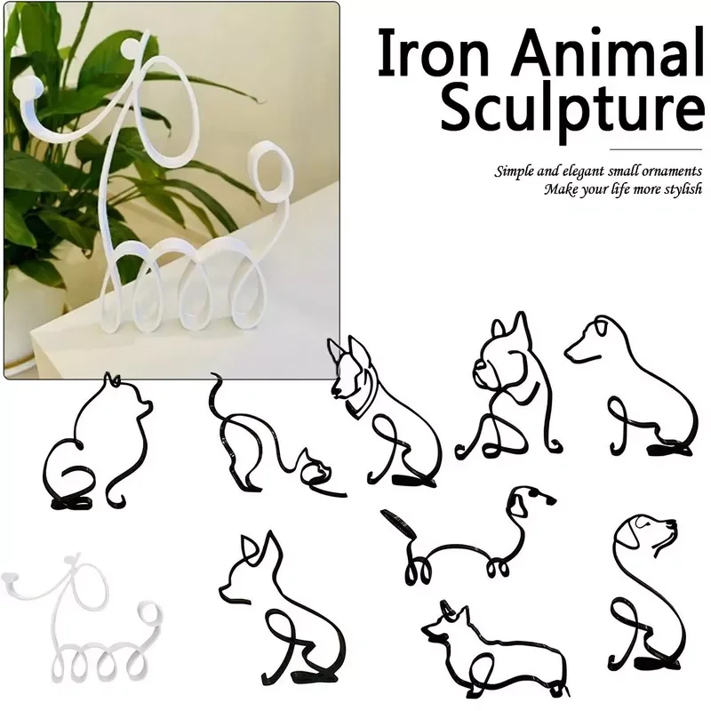 

Sculpture Dog Minimalist Personalized Gift Metal Decor Modern Home Decoration Office Accessories статуэтки для интерьера