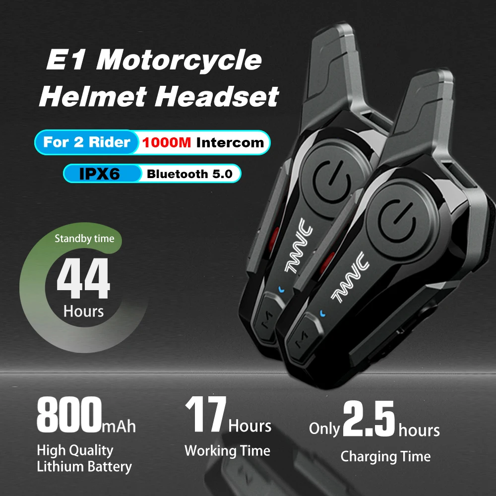 1/2Pcs Bluetooth Motorcycle Helmet Intercom Headset For 2 Rider 1000M Intercomunicador Moto Interphone Wireless Handsfree Call