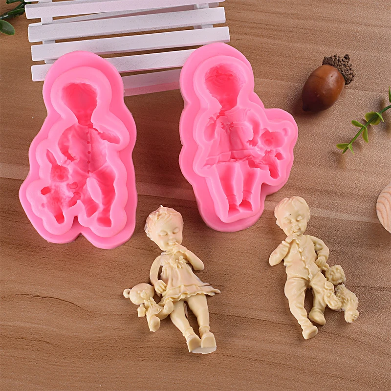 

YOMDID Baby Shape Silicone Cake Mold 3D Boy Girl Decorations Cookie Fondant Cake Making Tool Kitchen Pastry Dessert Baking Mould