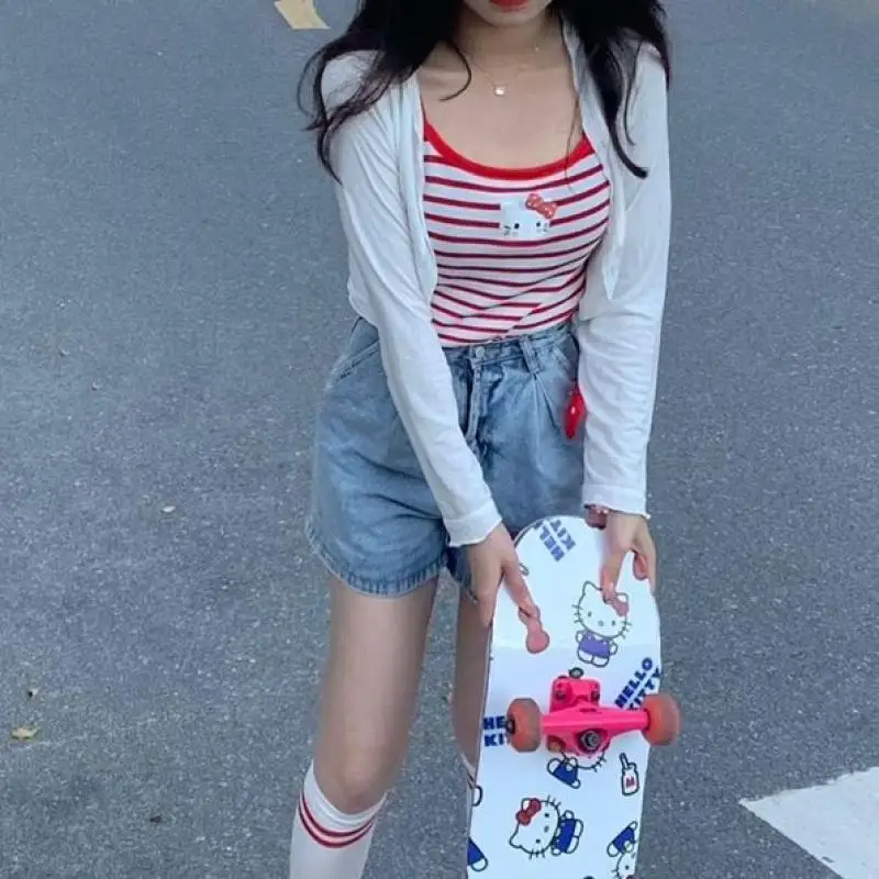 

New Kuromi Hellokitty Kawaii Anime Sanrio Halter Vest Sling Underwear Cute Cartoon Girly Heart Undershirt Lovely Gift Girls Toys