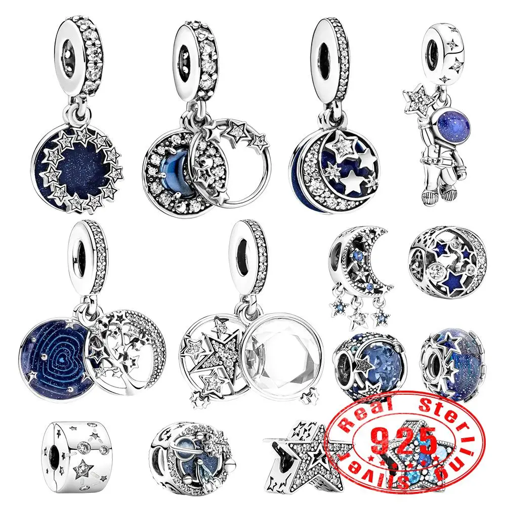 Pandora 925 пробы Серебряная оригинальная увеличенная звезда двойная Подвеска Шарм