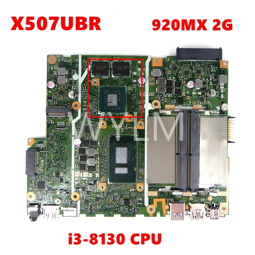 

Материнская плата X507UBR i3-8130 CPU 920MX 2G REV2.0 для ASUS X507U X507UF X507UB X507UBR материнская плата для ноутбука 90NB0JB0-R00050