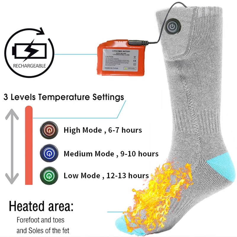 

Перезаряжаемые зимние электрические термоноски с регулируемой температурой 3,7 в 4400 мАч термоноски унисекс для кемпинга лыж термоноски