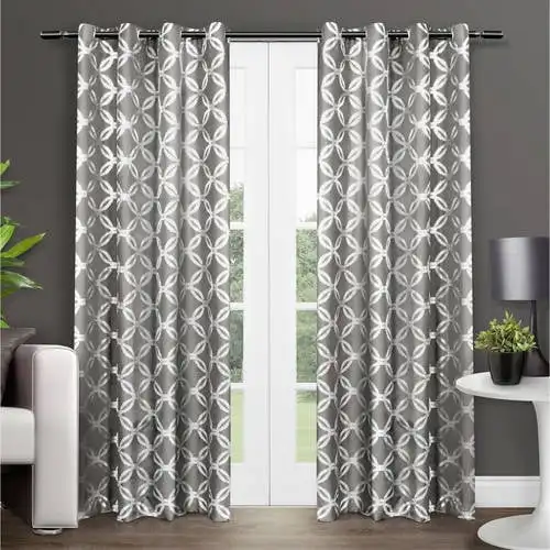 

Modo Metallic Geometric Grommet Top Curtain Panel Pair, 54x84, Black Pearl Curtain tossel tiebacks Pinch pleat hooks Star curtai