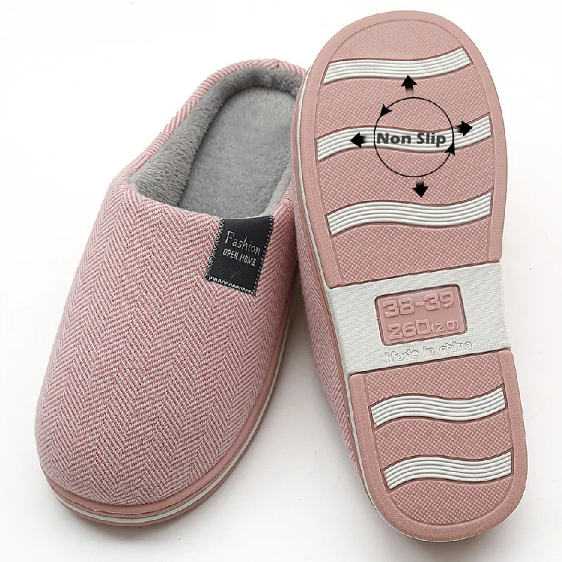 Women Winter Home Slippers Casual Shoes Men Non-slip Soft Plush Warm Flats House Slides Indoor Bedroom Couples Floor Slipper