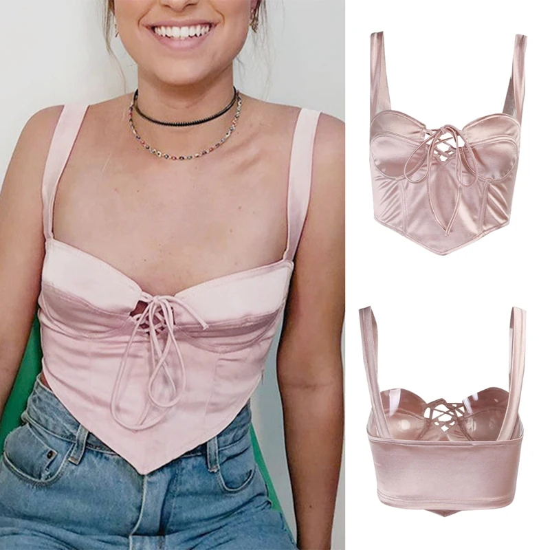 

Топ женский летний на бретелях с открытой спиной, V-образным вырезом