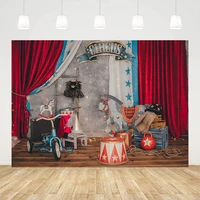 mehofond photography backdrops circus red curtain horse model wooden floor boy baby birthday decoration photo background studio