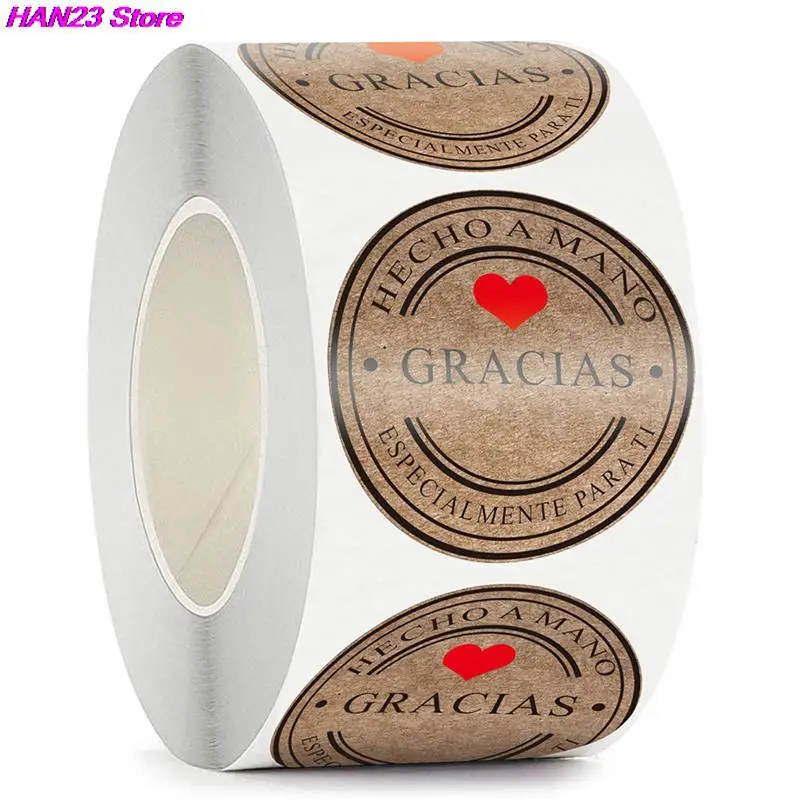 

500PCS/lot Multiple Styles Kraft Gracias Spanish Thank You Labels Stickers Handmade Scrapbooking Stationery Sticker 2021