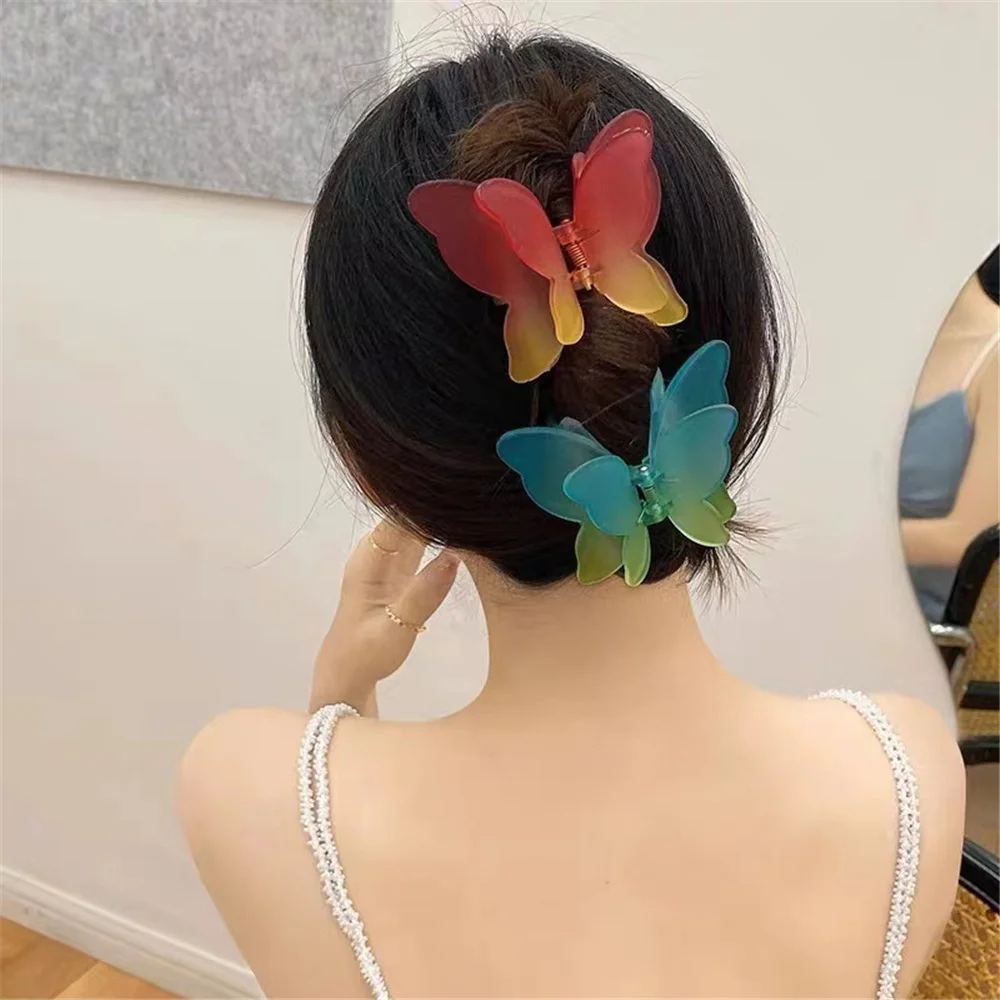 

Summer Matte Gradient Hair Grab Clip Women Hair Claw Butterfly Hairpin Clips Hair Styling Tools Women Girls Hair Accessories