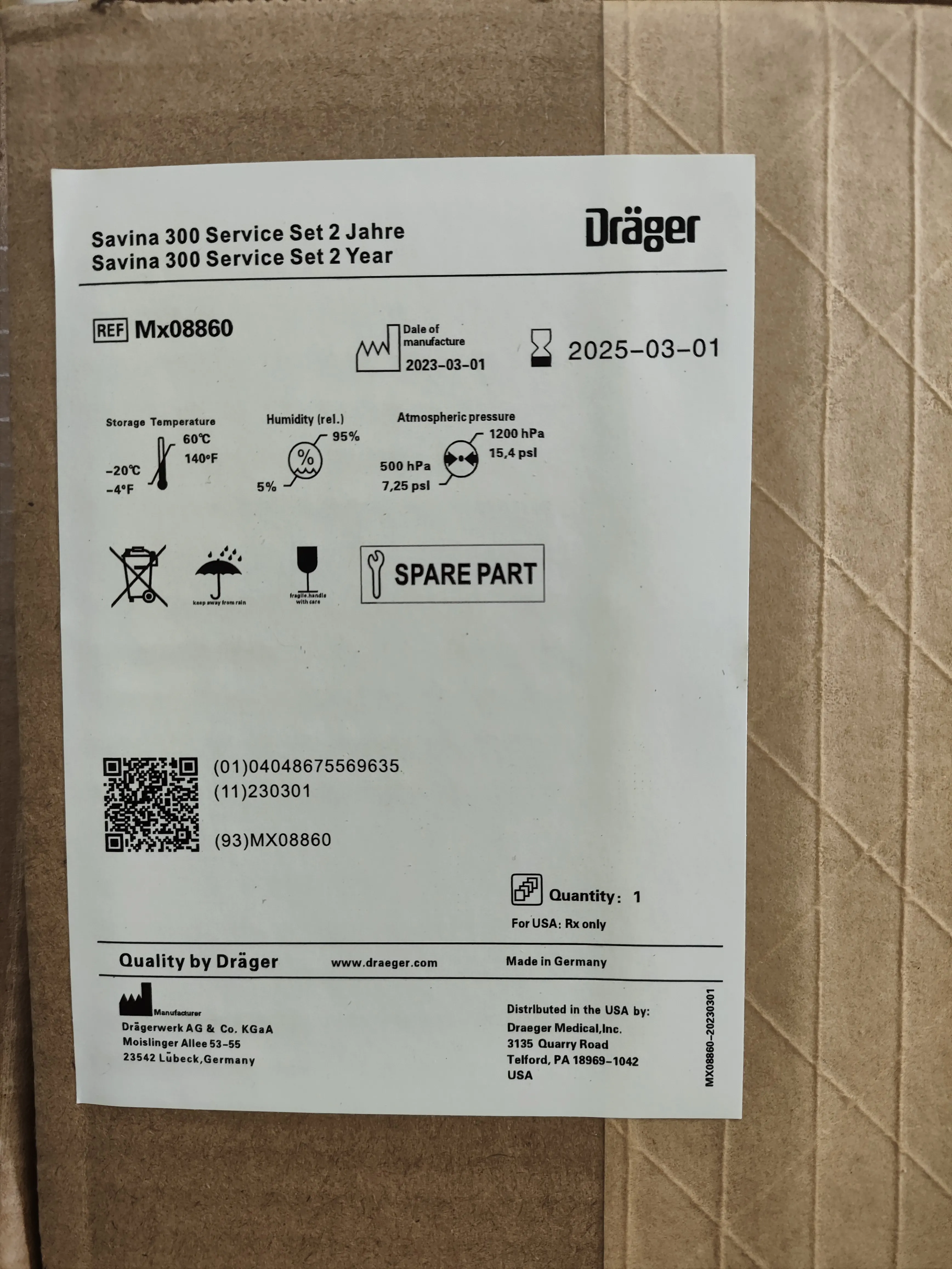 

MX08860 ERVICE Набор для Drager Savina 300 новый, оригинальный