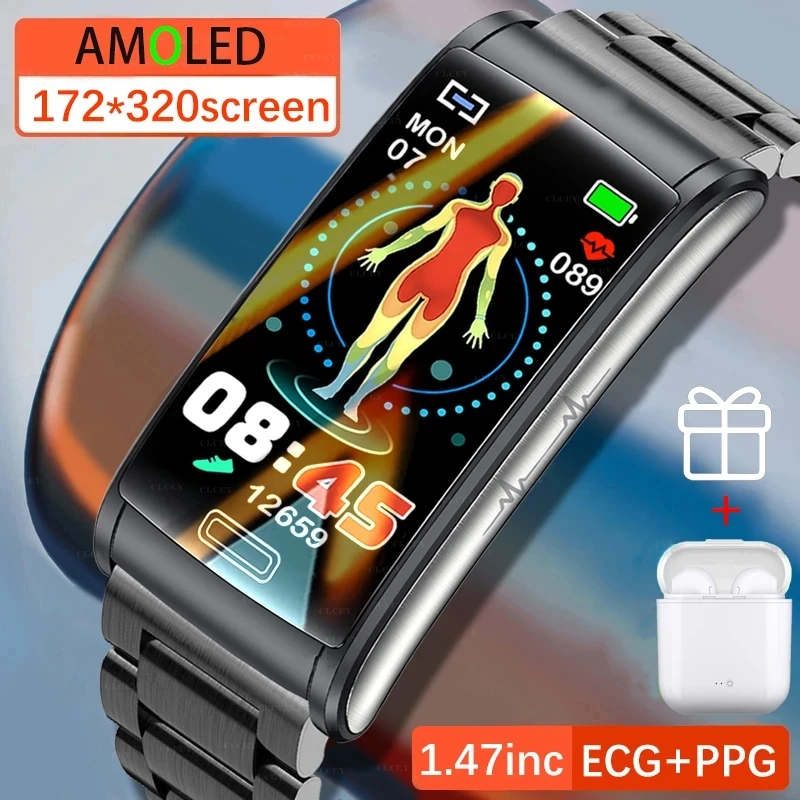 

2023 neue Blut Glucose Monitor Gesundheit Smart Uhr Männer EKG + PPG Blutdruck Messung IP68 Wasserdichte Sport Damen smartwatch