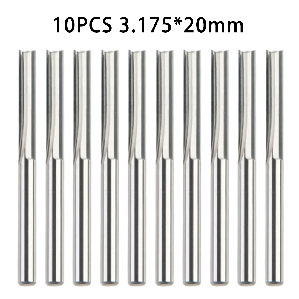 

10PCS Straight Slot MDF Cutting Woodworking CNC Router Bits Engraving Tool Straight Slot Milling Cutter