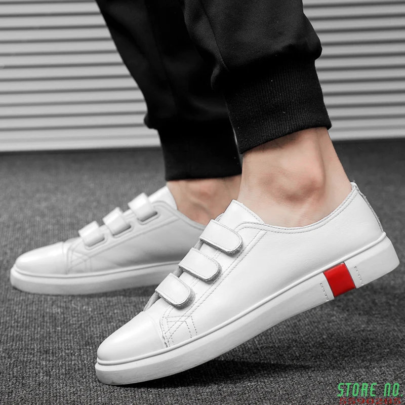 

New Arrival Men White And Black Flat Shoes Velcro Comfortable Sneaker for male Top Quality Men's Casual Shoes Fashion Shoes