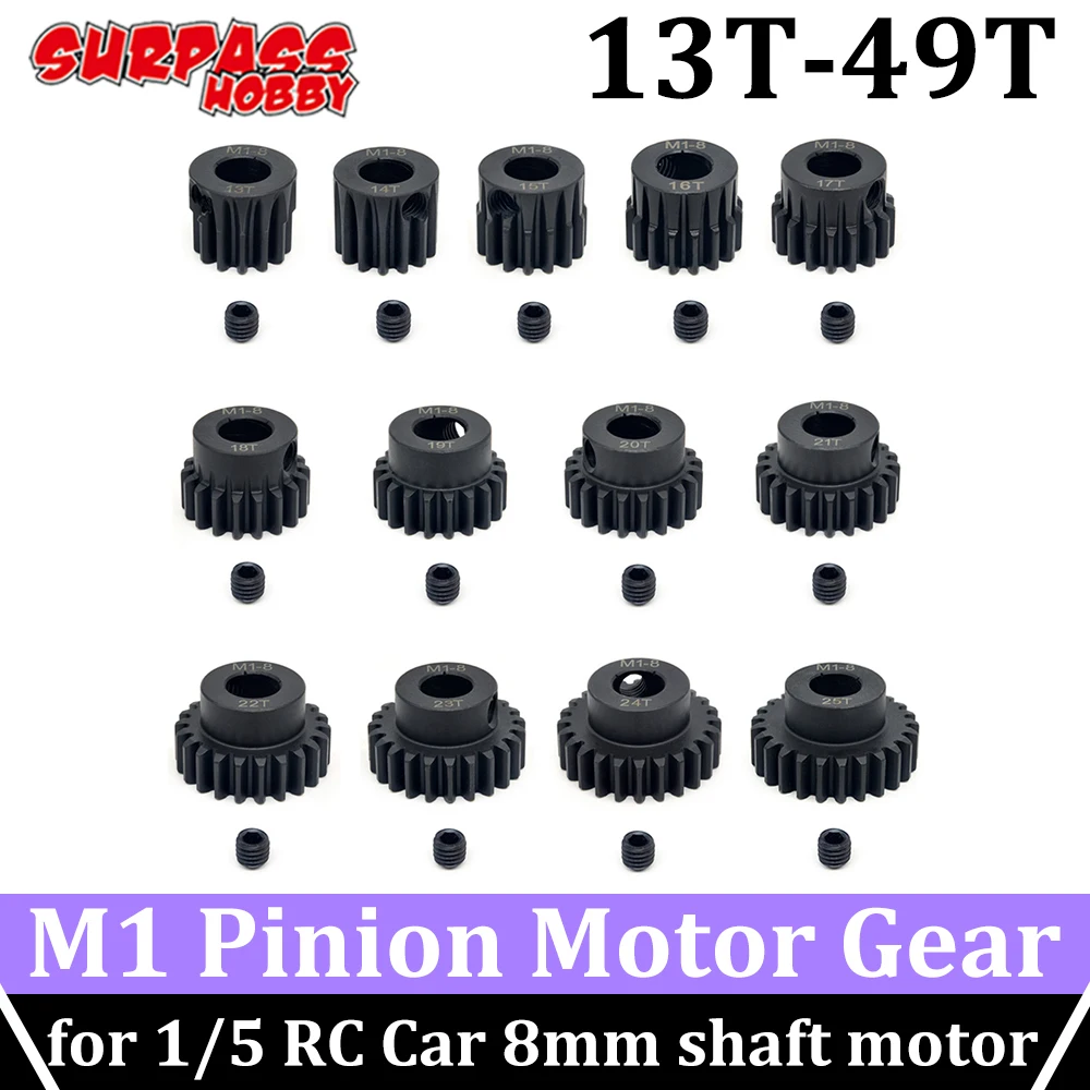 Шестерня двигателя Surpass M1 8 мм 13T 14T 15T 16T-20T 20T-25T 26T-30T 31T-49T для 1/5 ARRMA 4WD Outcast 8S EXB RC