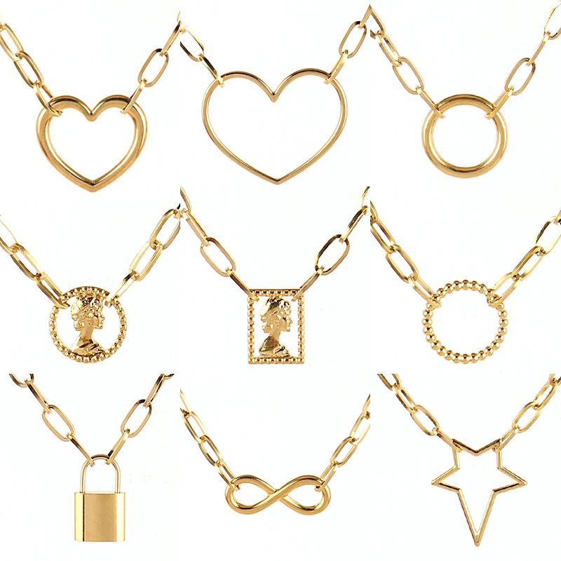 Ожерелья из нержавеющей стали в стиле панк для женщин ожерелье-цепочка