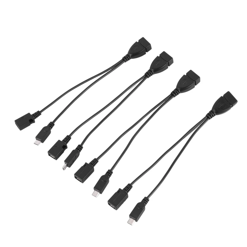 

4 шт./упаковка, мини-адаптер для кабеля OTG, адаптер питания 2-в-1 с микро-USB на USB (кабель OTG + кабель питания) для потоковых палочек и т. д.