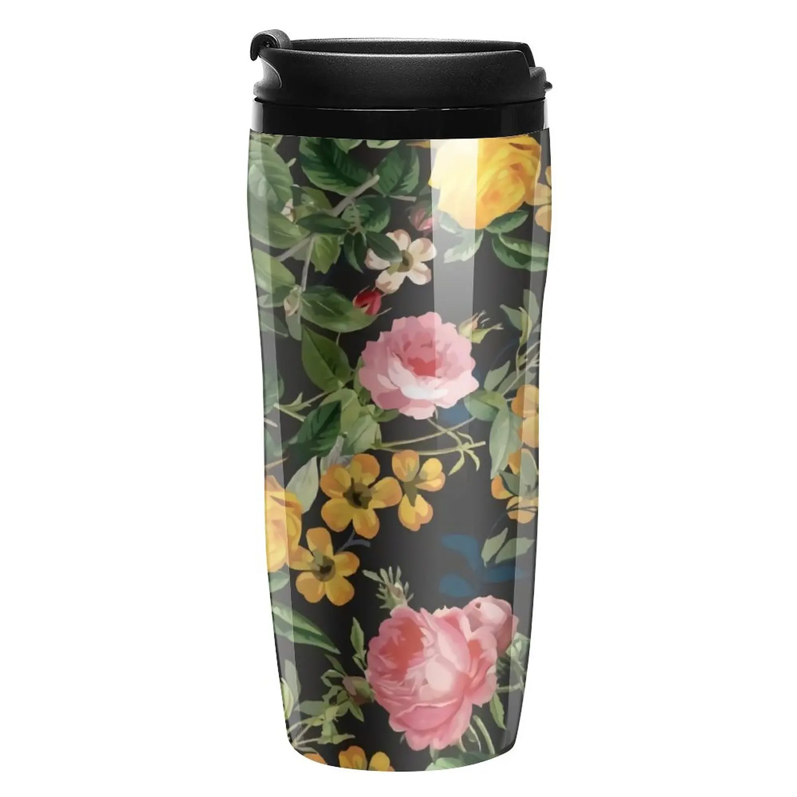

Кофейная кружка с цветочным принтом желтые и розовые розы Герметичная Бутылка для холодной и горячей воды для путешествий сублимационная пластиковая чашка 350 мл
