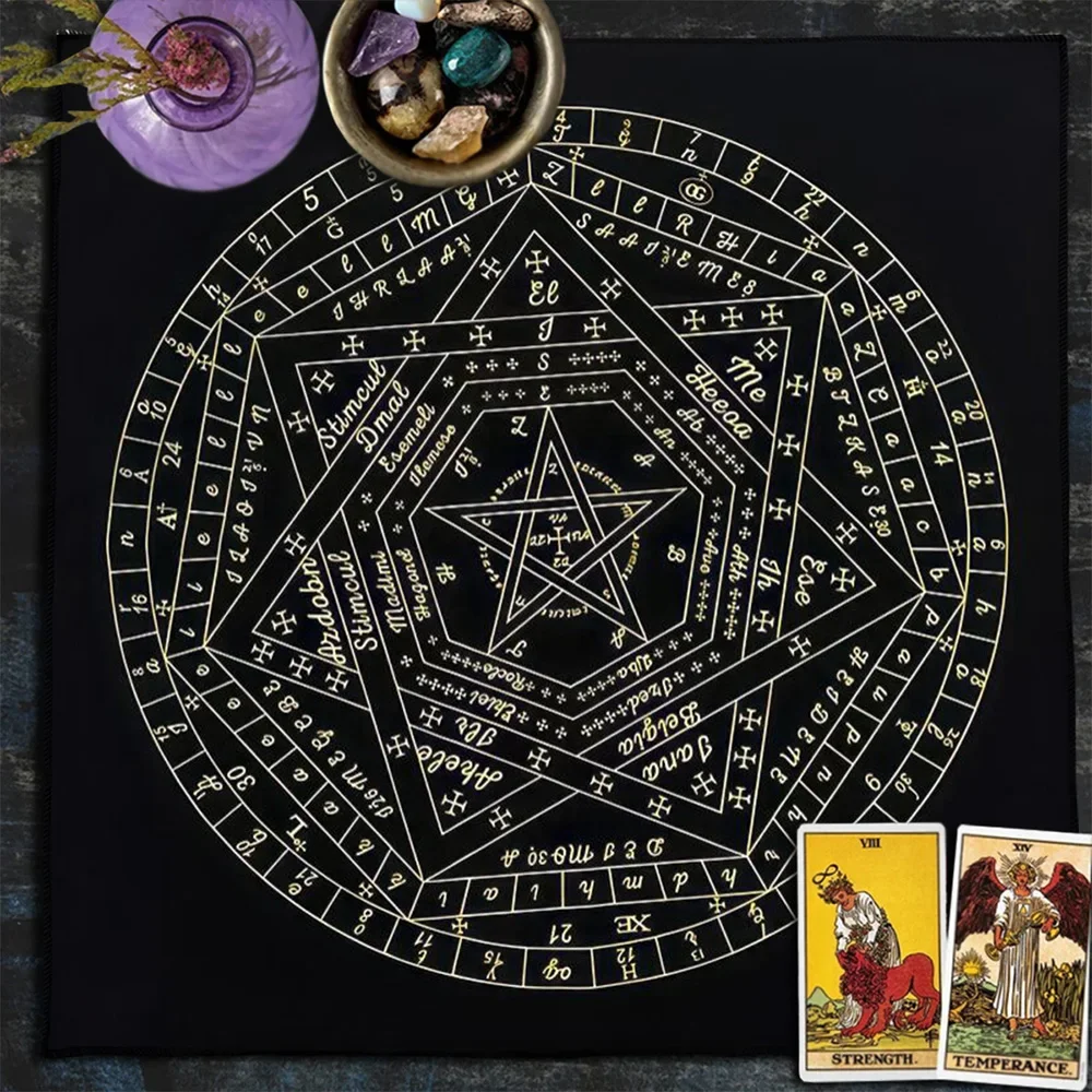 Скатерть с картами Таро Sigillum Dei Aemeth Колесо зодиака Астрологическая диаграмма Алтарная ткань Таро Распространенная ткань Коврик для игровых карт (art.: 3920d2a2ffe13) - 3920d2a2ffe13