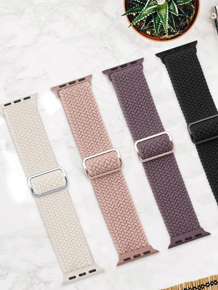Ремешок Плетеный для Apple Watch band 44 мм 45 40 41 42 Ultra 2 49 Соло-браслет iWatch Series 9 8 7 6 5 4 SE