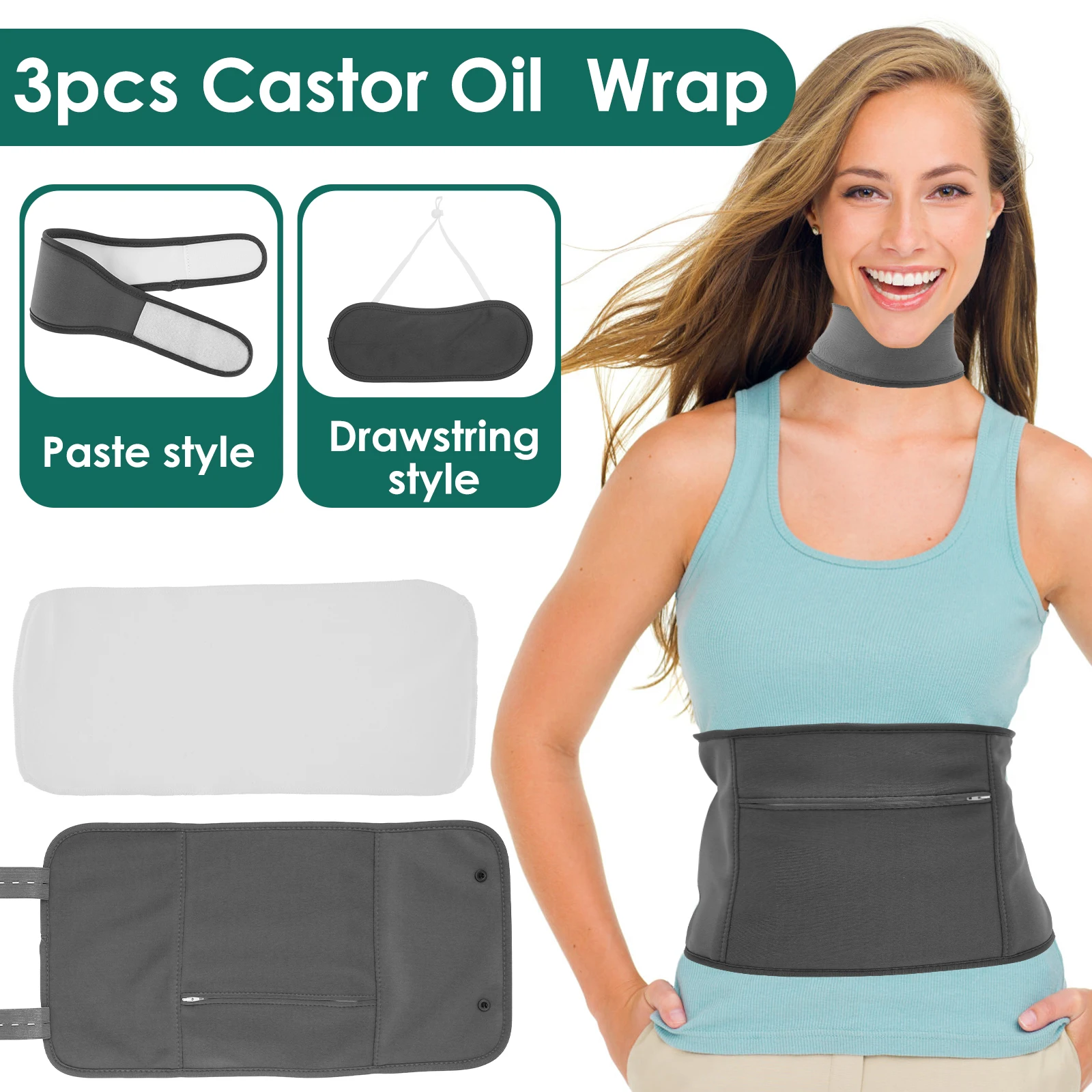 

New 3Pcs Waist Neck Oil Pack Set with Cotton Pads Washable Reusable Essential Oil Wrap Mess-Free Oil Pack Wrap with Adjustable