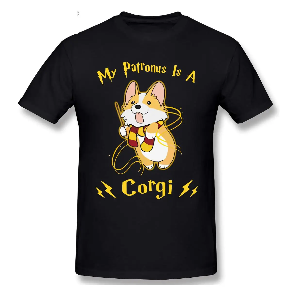 

My Patronus Is A Corgi T Shirt Black Short Sleeve Men Designer T Shirt Lovely T-Shirt Funny Cotton