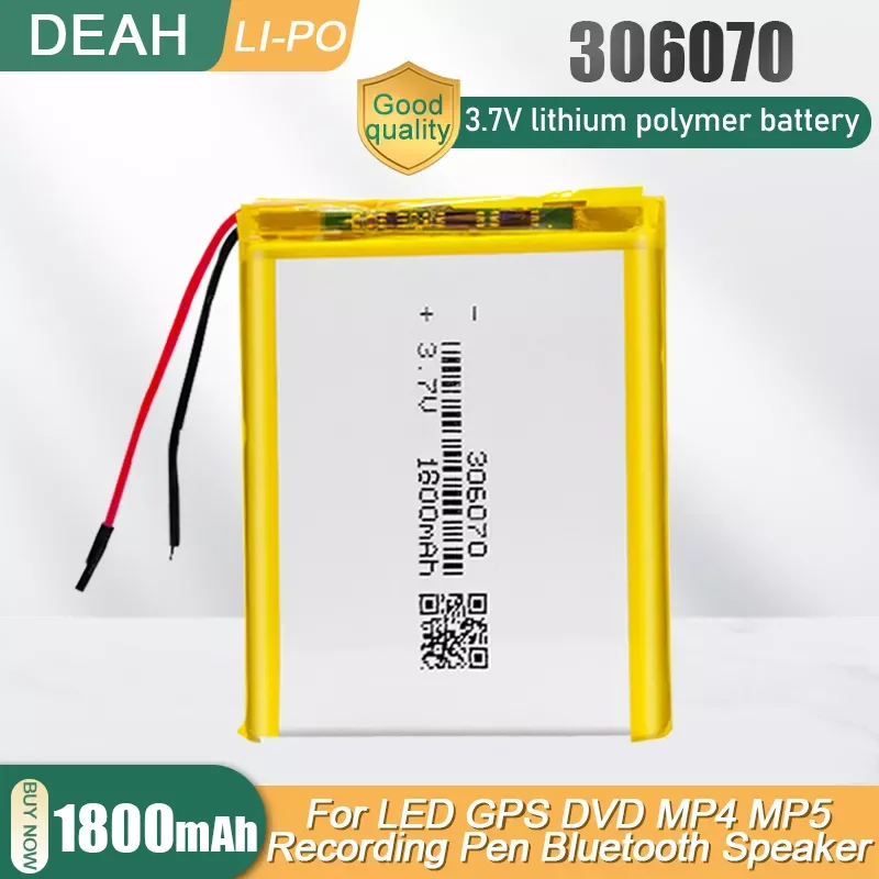 

NEW2023 3.7V 1800mAh 306070 Polymer Lithium Battery For MP4 MP5 GPS PSP MID LED Light Reader Tablet Mobile Power Rechargeable Ba