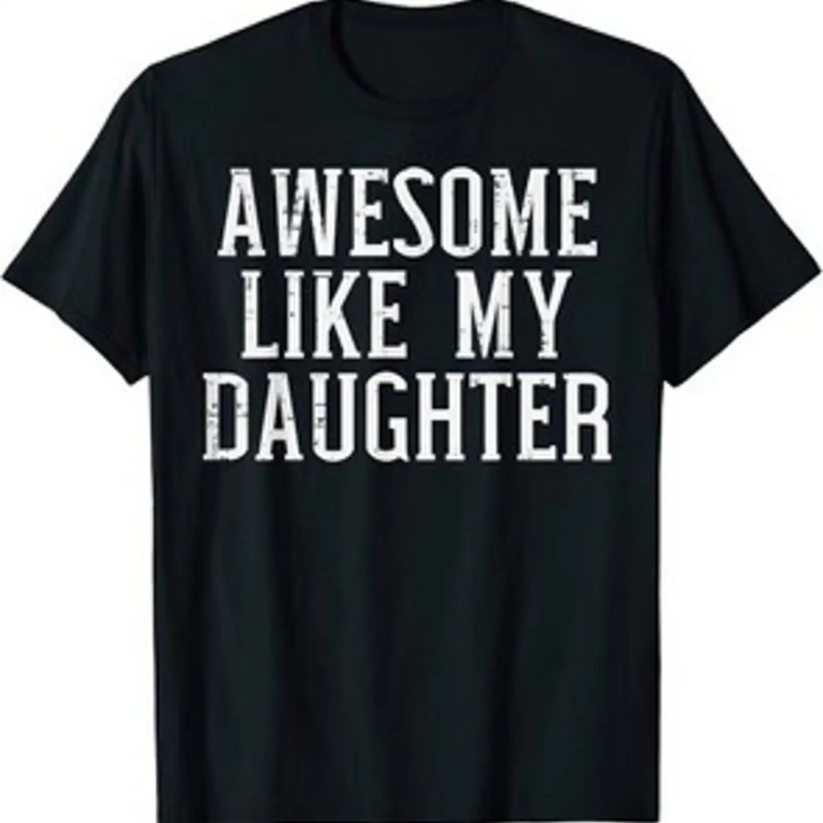 Фото Футболка «Awesome Like My Daughter» в винтажном стиле, с эффектом потертости, для повседневной носки, эластичная, унисекс, мягкая, модная №1