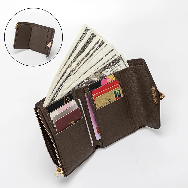 Роскошный женский кошелек маленький с коротким замком принтом в клетку