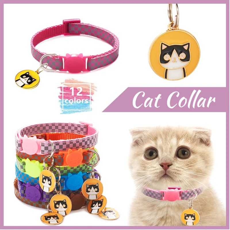 

Светоотражающий ошейник для кошек, регулируемые нейлоновые кошачьи колокольчики, светящиеся ошейники для домашних животных, подвесные акс...