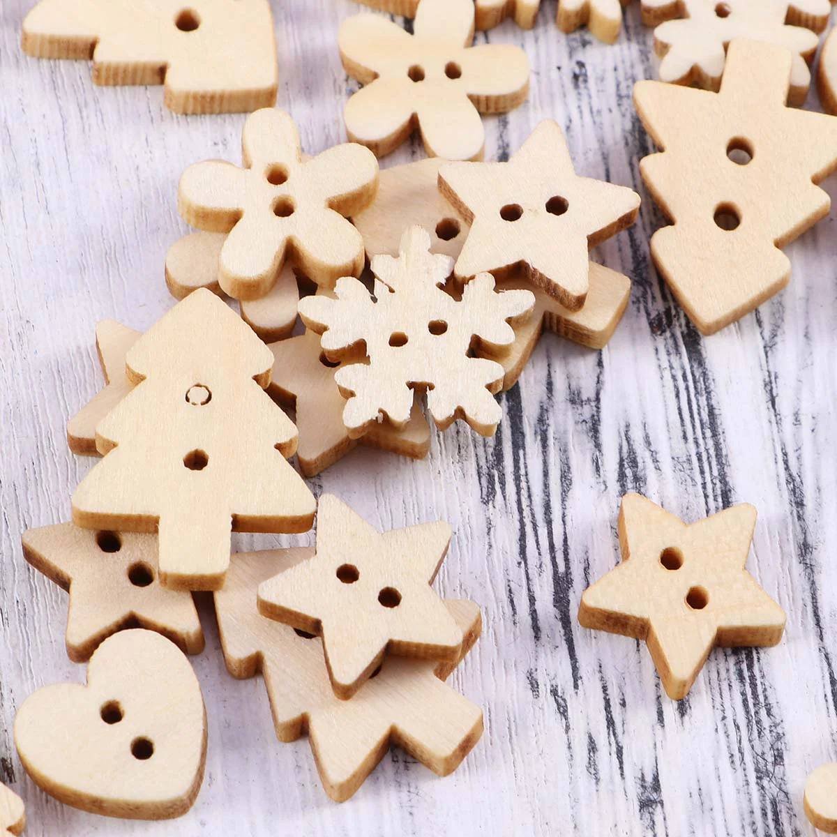

Buttons Christmas Wooden Craft Sewing Embellishments Diy Crafts Cartoon Wood Holes Decorative Santa Claus Natural Buckles