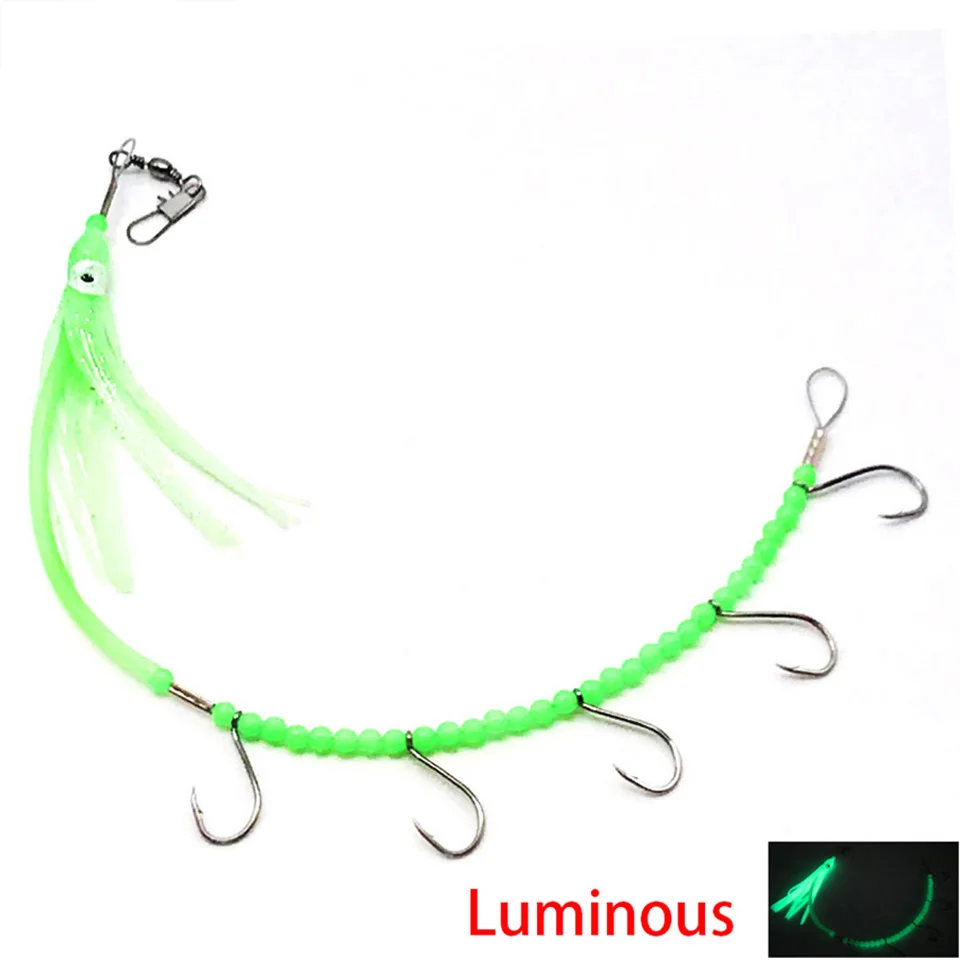 

Sea Fishing Lures Bait Tackle Sabiki Texas Rigs Herring Trolling Glow Octopus Squid Swivels String Hooks