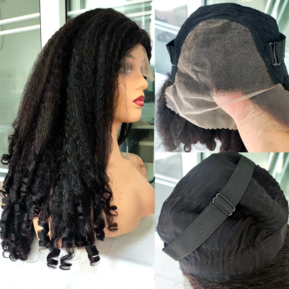 Фото Парик из натуральных волос 12A Super Double Drawn Bouncy Kinky Wave 13X4 HD Lace Frontal, афро-волновой, Funmi Wave, Yaki, малайзийские волосы, с кружевной передней частью №5