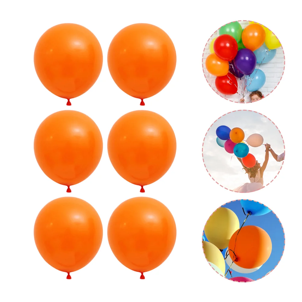 

6pcs Birthday Party Decorative Latex Balloons Multipurpose Balloons (Orange)
