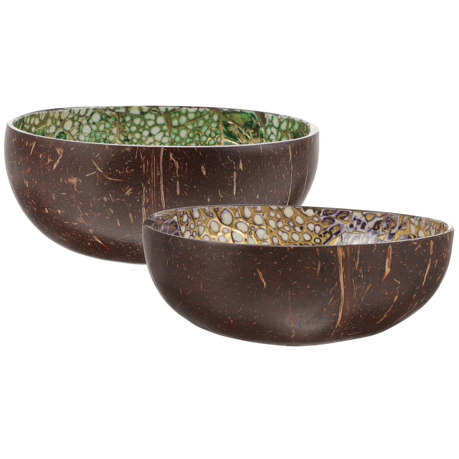 

2 Pcs Natural Coconut Shell Bowl Coconuts Decor Household Fruit Wooden Home Supply Food Bowls Salad