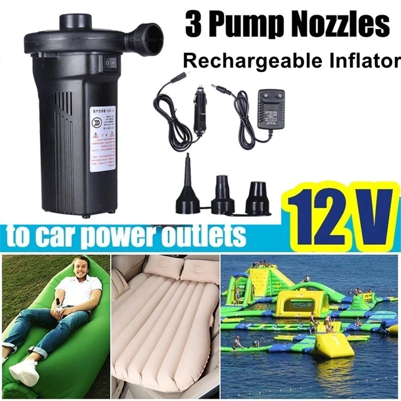 

2022 Draagbare Luchtpomp Elektrische Compressor Voor Boot Matras Zwembad 12 V 220V Mini Inflator 4500Mah Oplaadbare 3 nozzles