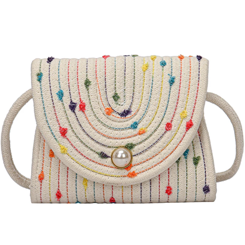 Cotton Rope Bags For women Handamade Woven Handbag Summer new cute tote Bag Beach Bag Drawstring Shoulder Crossbody Bag  Purse