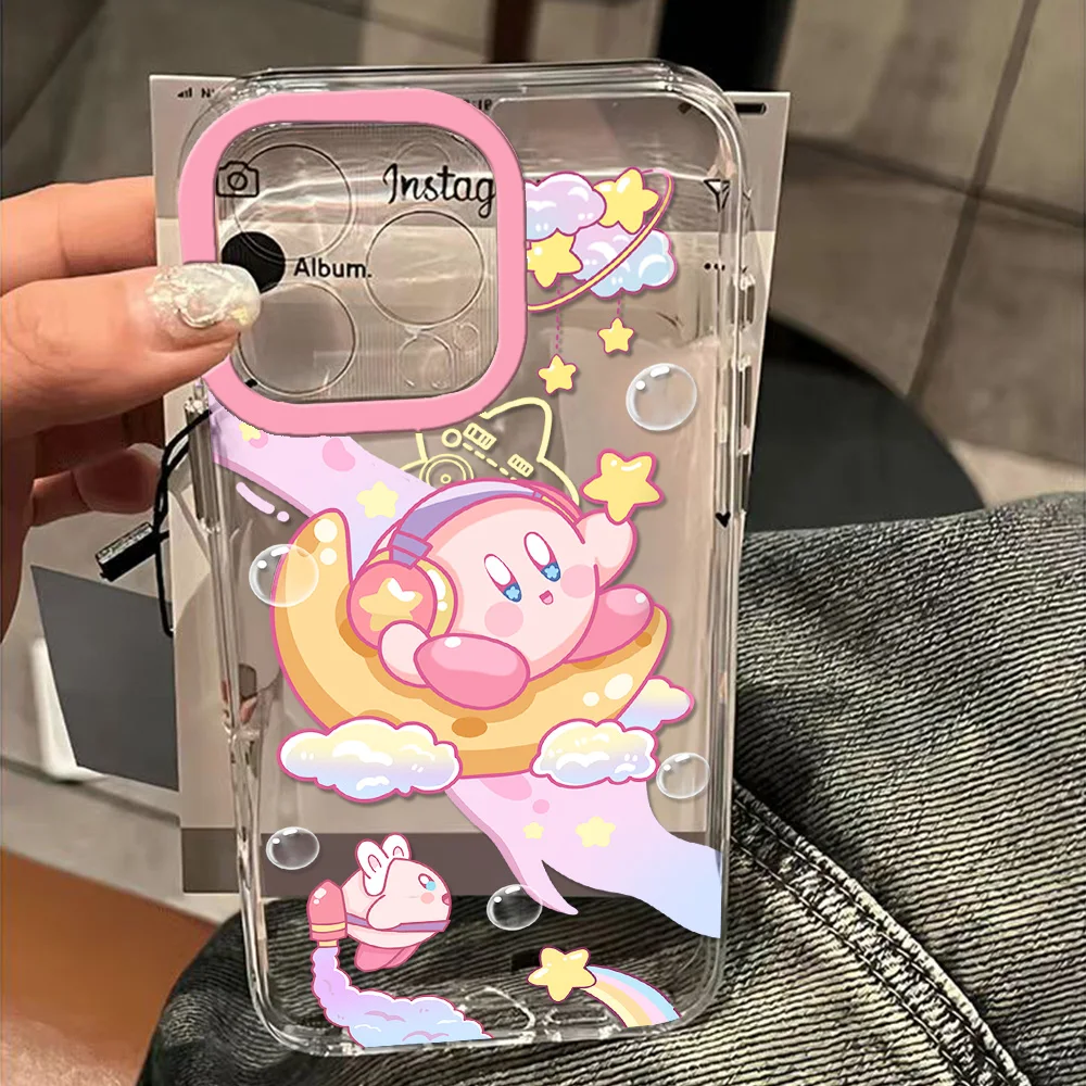 Прозрачный чехол Kirbies для IPhone 11 12 13 14 15 16 Pro Max Mini X Xs XR 7 8 Plus Se2020