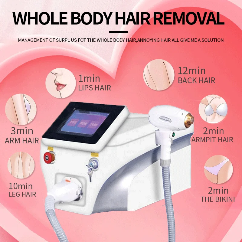 

Painless Diode Laser Machine 808Nm Professional Hair Removal 755Nm 1064Nm Permanet Skin Tightening Acne Scars Depilation Equip